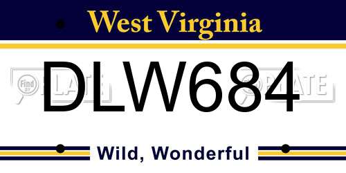 DLW684 West Virginia License Plate