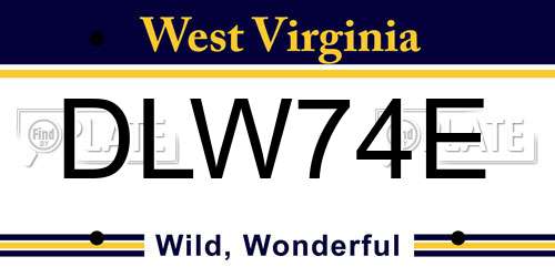 DLW74E West Virginia License Plate