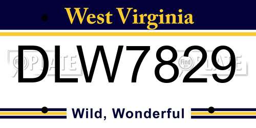 DLW7829 West Virginia License Plate
