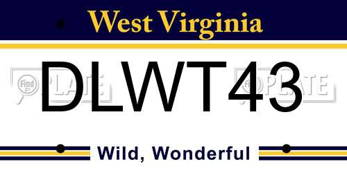 DLWT43 West Virginia License Plate