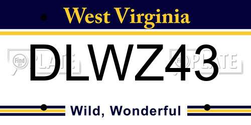 DLWZ43 West Virginia License Plate