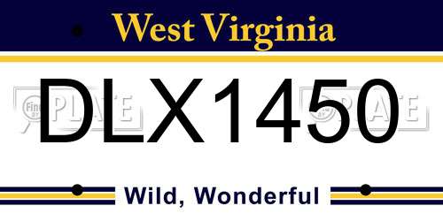 DLX1450 West Virginia License Plate