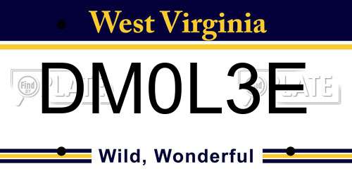 DM0L3E West Virginia License Plate