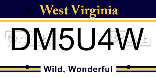 DM5U4W West Virginia License Plate