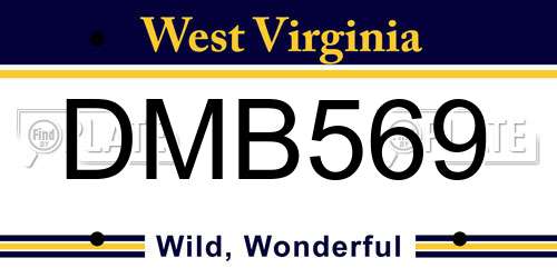 DMB569 West Virginia License Plate