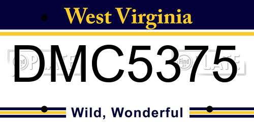 DMC5375 West Virginia License Plate