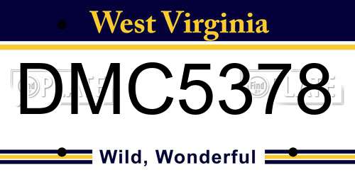 DMC5378 West Virginia License Plate