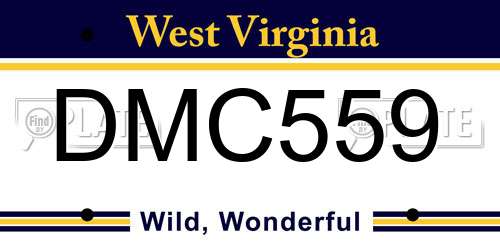 DMC559 West Virginia License Plate