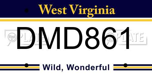 DMD861 West Virginia License Plate
