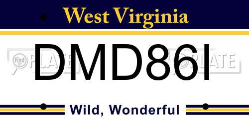 DMD86I West Virginia License Plate