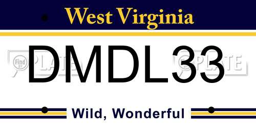 DMDL33 West Virginia License Plate