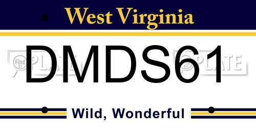 DMDS61 West Virginia License Plate