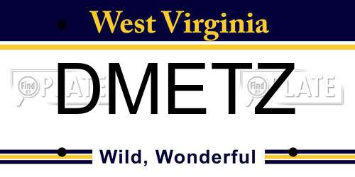 DMETZ West Virginia License Plate
