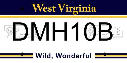 DMH10B West Virginia License Plate