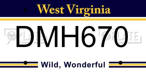 DMH670 West Virginia License Plate