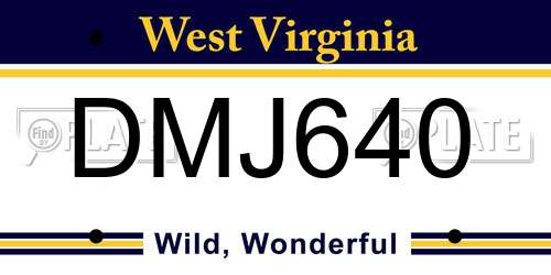 DMJ640 West Virginia License Plate
