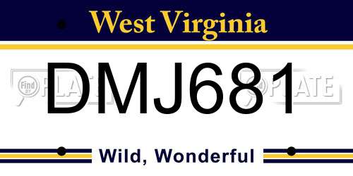 DMJ681 West Virginia License Plate
