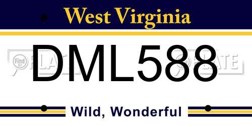 DML588 West Virginia License Plate