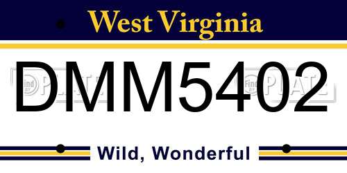 DMM5402 West Virginia License Plate