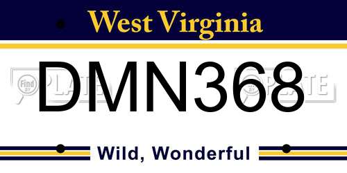 DMN368 West Virginia License Plate