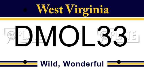 DMOL33 West Virginia License Plate