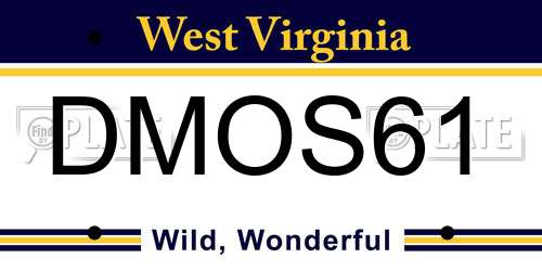 DMOS61 West Virginia License Plate