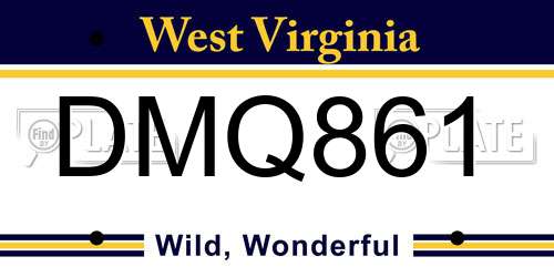 DMQ861 West Virginia License Plate