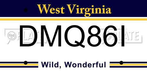DMQ86I West Virginia License Plate