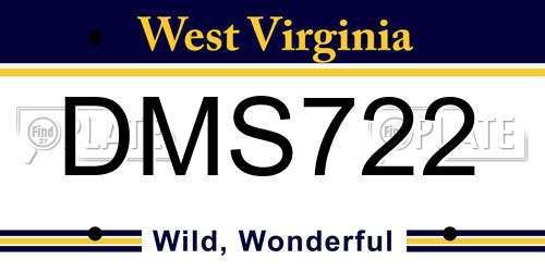 DMS722 West Virginia License Plate