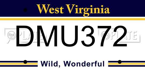 DMU372 West Virginia License Plate