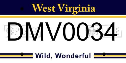DMV0034 West Virginia License Plate