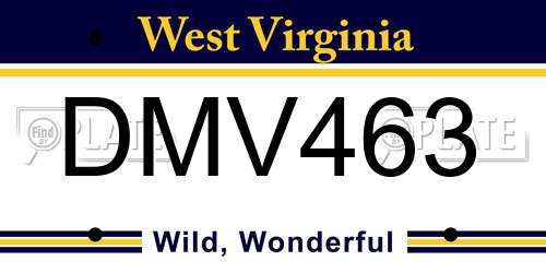 DMV463 West Virginia License Plate