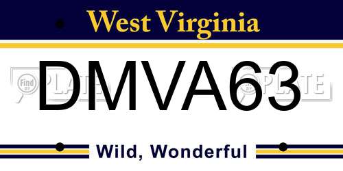 DMVA63 West Virginia License Plate