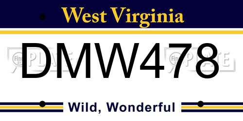 DMW478 West Virginia License Plate