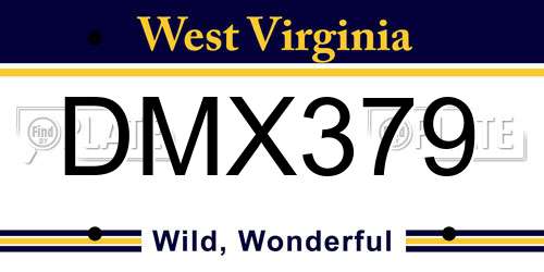 DMX379 West Virginia License Plate