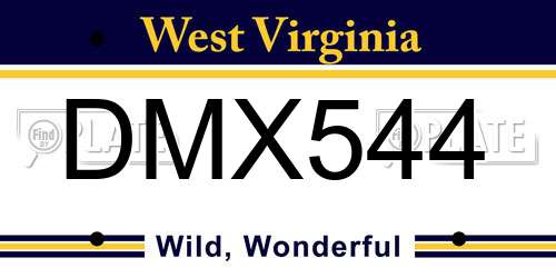 DMX544 West Virginia License Plate
