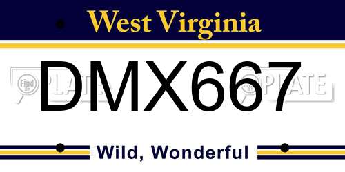 DMX667 West Virginia License Plate