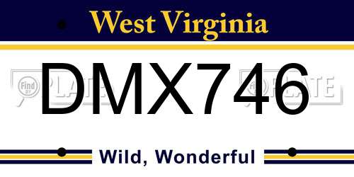 DMX746 West Virginia License Plate