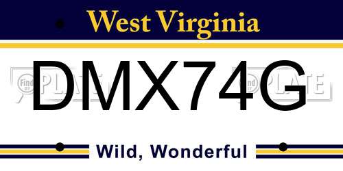 DMX74G West Virginia License Plate