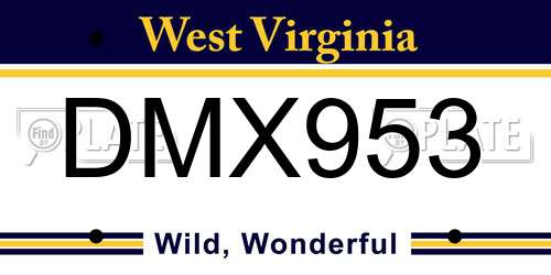 DMX953 West Virginia License Plate