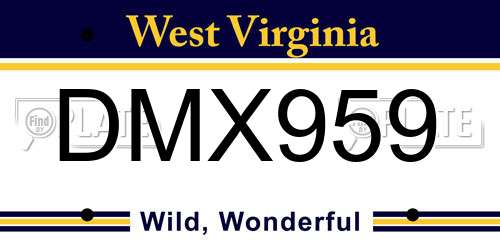 DMX959 West Virginia License Plate