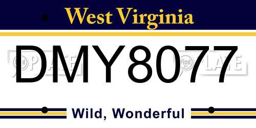 DMY8077 West Virginia License Plate