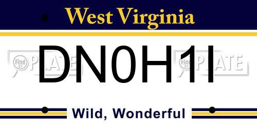 DN0H1I West Virginia License Plate