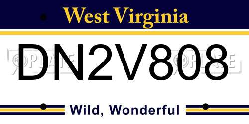 DN2V808 West Virginia License Plate