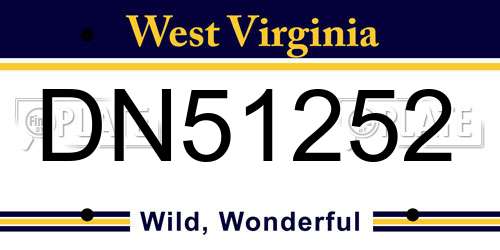 DN51252 West Virginia License Plate