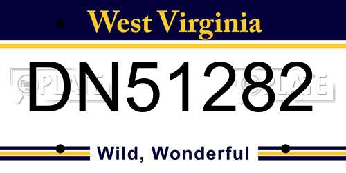DN51282 West Virginia License Plate