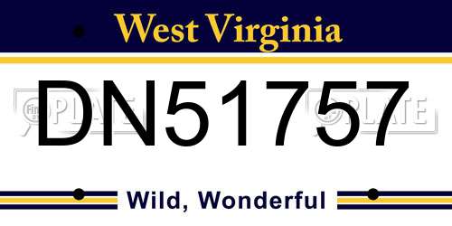 DN51757 West Virginia License Plate