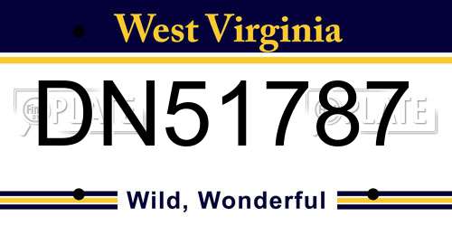 DN51787 West Virginia License Plate