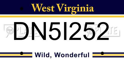 DN5I252 West Virginia License Plate
