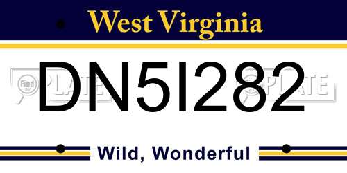 DN5I282 West Virginia License Plate
